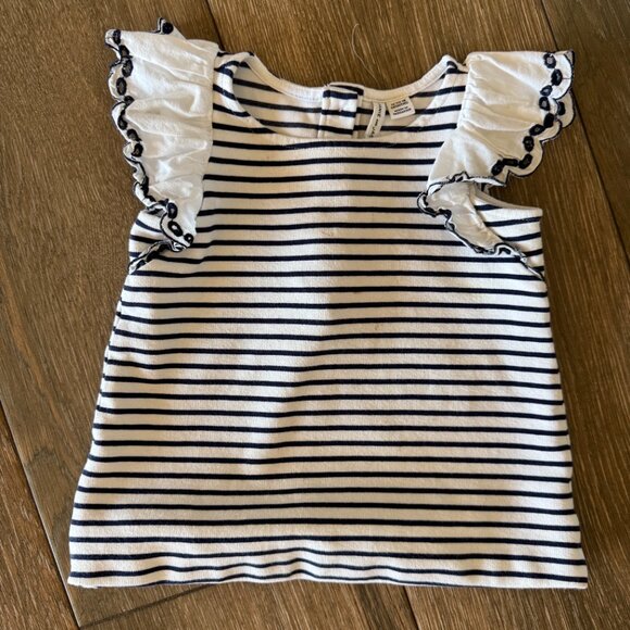 Janie and Jack nautical flutter sleeve eyelet ruffle dress size 12/18 months - Picture 2 of 8